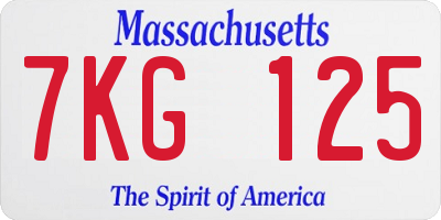 MA license plate 7KG125