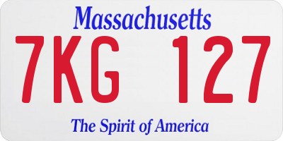 MA license plate 7KG127