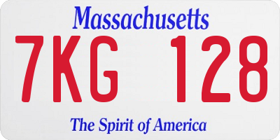 MA license plate 7KG128