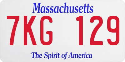 MA license plate 7KG129