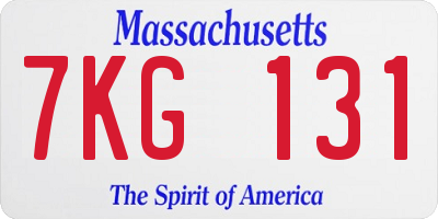 MA license plate 7KG131