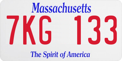 MA license plate 7KG133