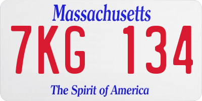 MA license plate 7KG134