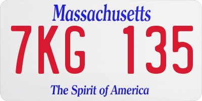 MA license plate 7KG135
