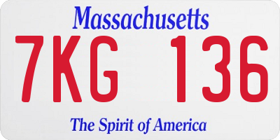 MA license plate 7KG136