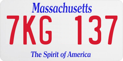 MA license plate 7KG137