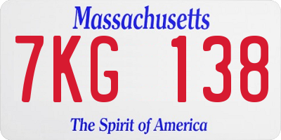 MA license plate 7KG138
