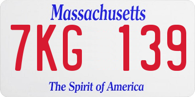 MA license plate 7KG139