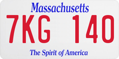 MA license plate 7KG140