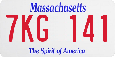 MA license plate 7KG141