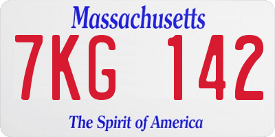 MA license plate 7KG142