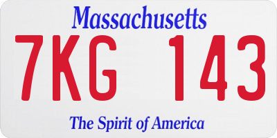 MA license plate 7KG143