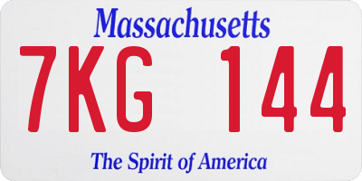 MA license plate 7KG144