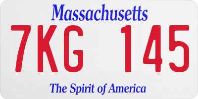 MA license plate 7KG145