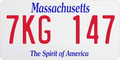 MA license plate 7KG147