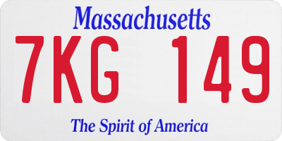 MA license plate 7KG149