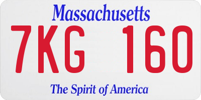 MA license plate 7KG160