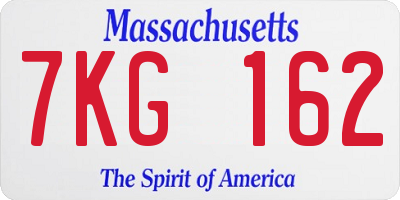 MA license plate 7KG162