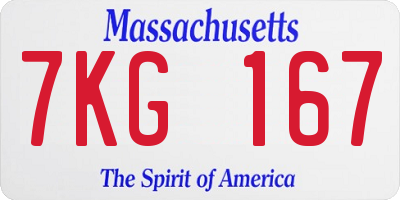 MA license plate 7KG167