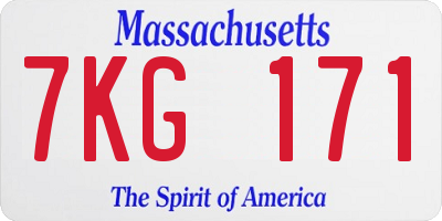 MA license plate 7KG171