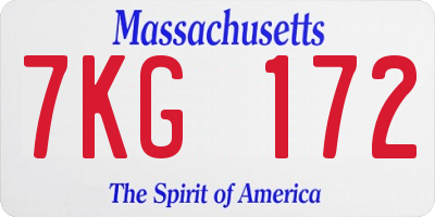 MA license plate 7KG172