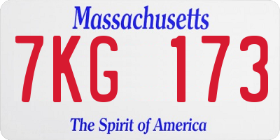 MA license plate 7KG173