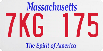 MA license plate 7KG175