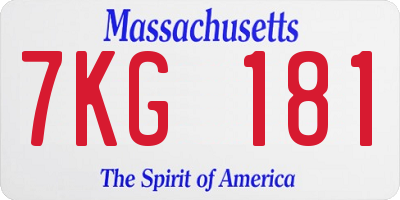 MA license plate 7KG181