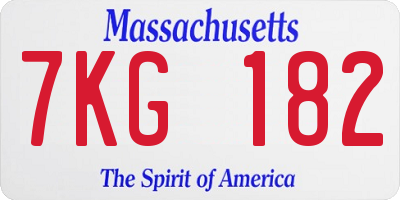 MA license plate 7KG182