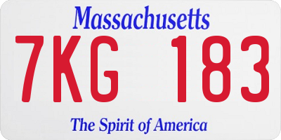 MA license plate 7KG183