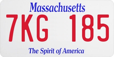 MA license plate 7KG185