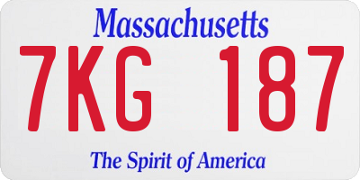 MA license plate 7KG187