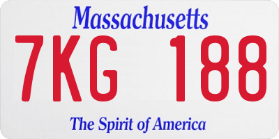 MA license plate 7KG188