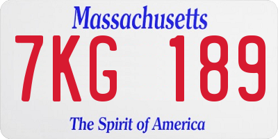 MA license plate 7KG189