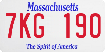 MA license plate 7KG190