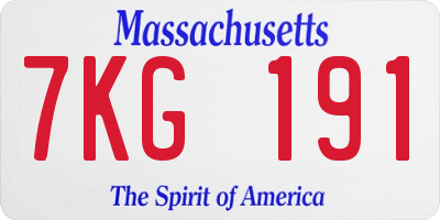 MA license plate 7KG191