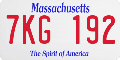 MA license plate 7KG192