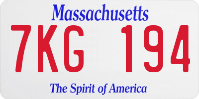 MA license plate 7KG194
