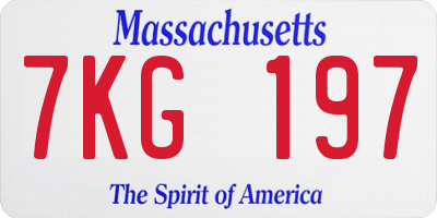 MA license plate 7KG197