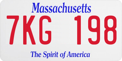 MA license plate 7KG198
