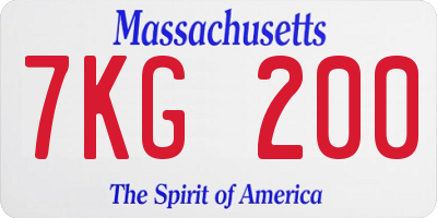 MA license plate 7KG200