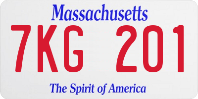MA license plate 7KG201