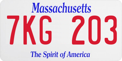 MA license plate 7KG203