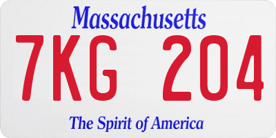 MA license plate 7KG204