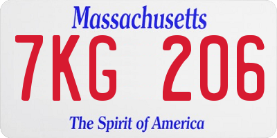 MA license plate 7KG206