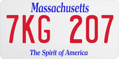 MA license plate 7KG207
