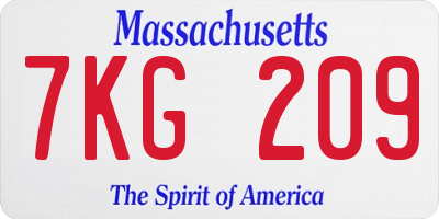 MA license plate 7KG209