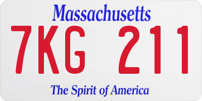 MA license plate 7KG211