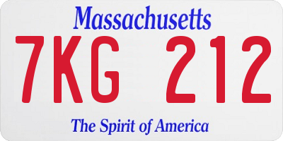 MA license plate 7KG212