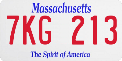 MA license plate 7KG213